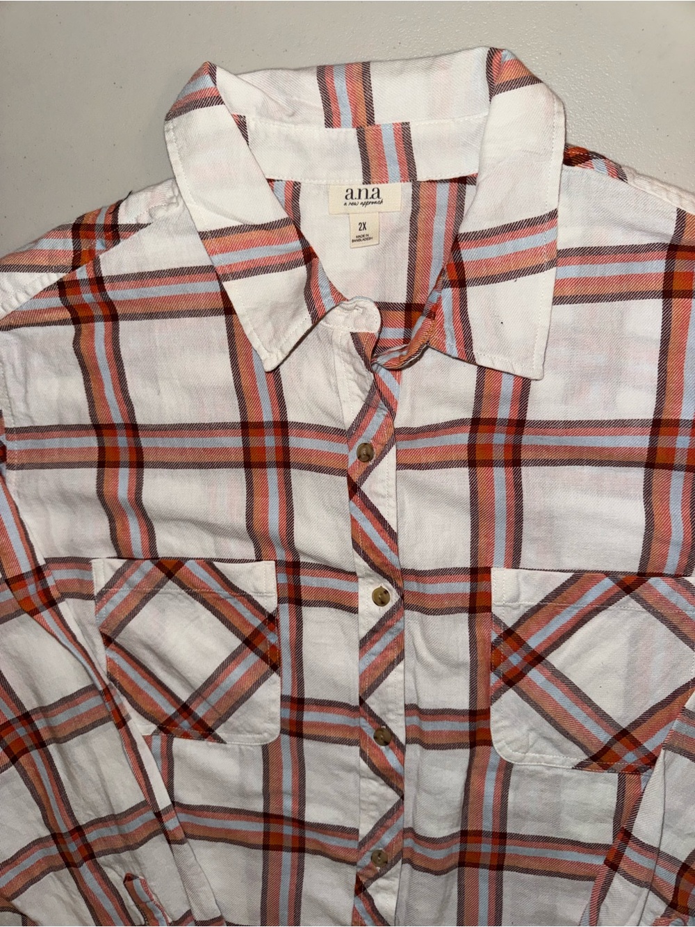 a.n.a White Plaid Button-Down - Picture 2 of 5